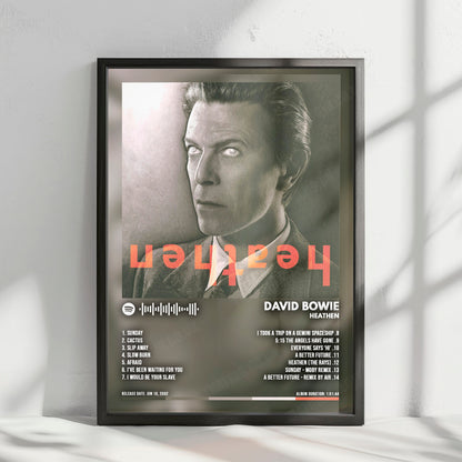 David Bowie "Heathen" Album Cover Poster - with Complete Tracklist