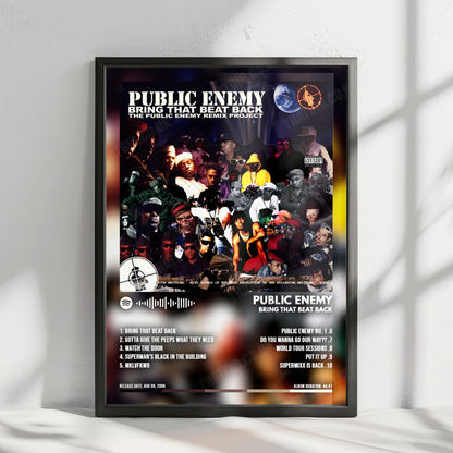 Public Enemy "Bring That Beat Back" Album Cover Poster - with Complete Tracklist
