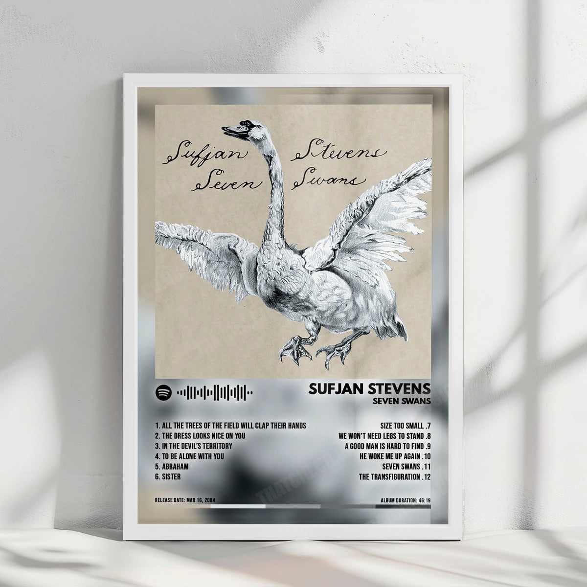 Sufjan Stevens "Seven Swans" Album Cover Poster - with Complete Tracklist