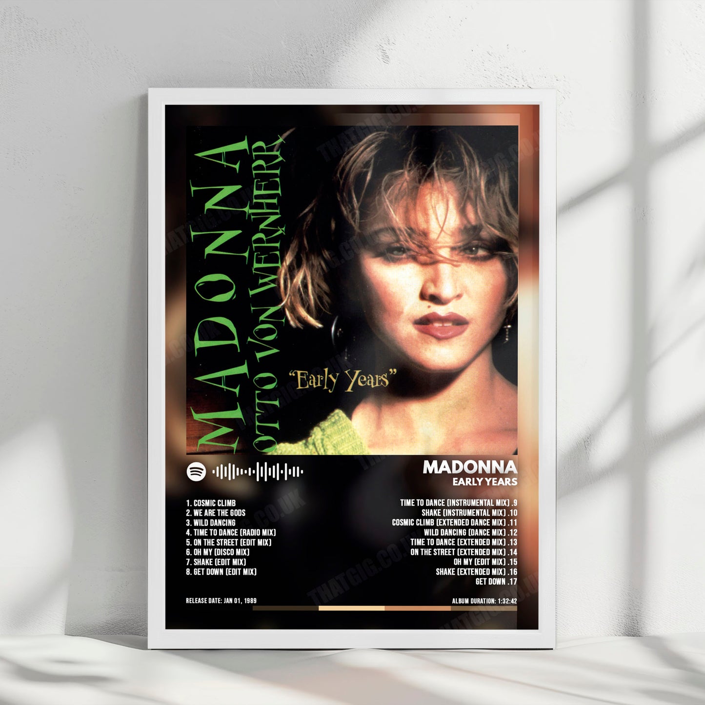 Madonna "Early Years" Album Cover Poster - with Complete Tracklist