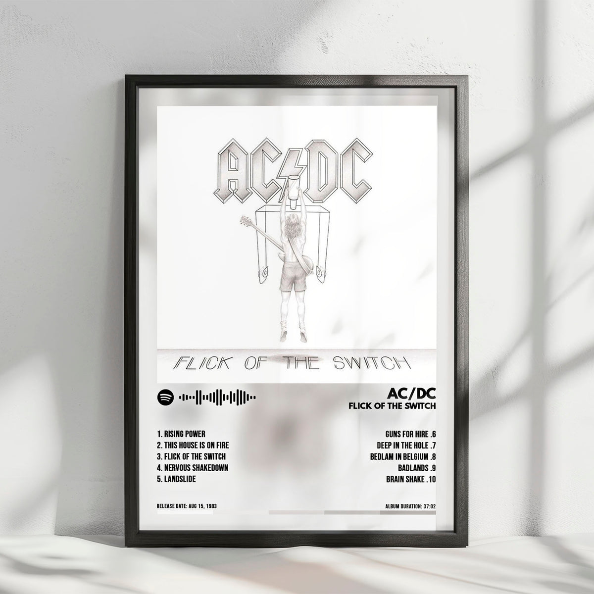 AC/DC "Flick of the Switch" Album Cover Poster - with Complete Tracklist