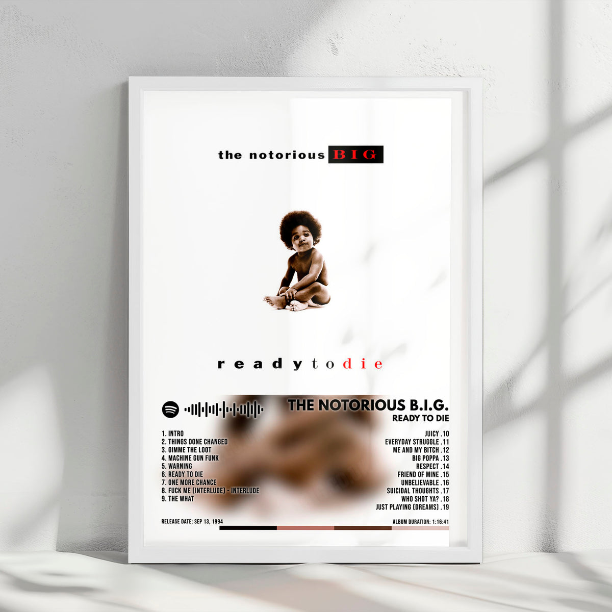 The Notorious B.I.G. "Ready to Die" Album Cover Poster - with Complete Tracklist