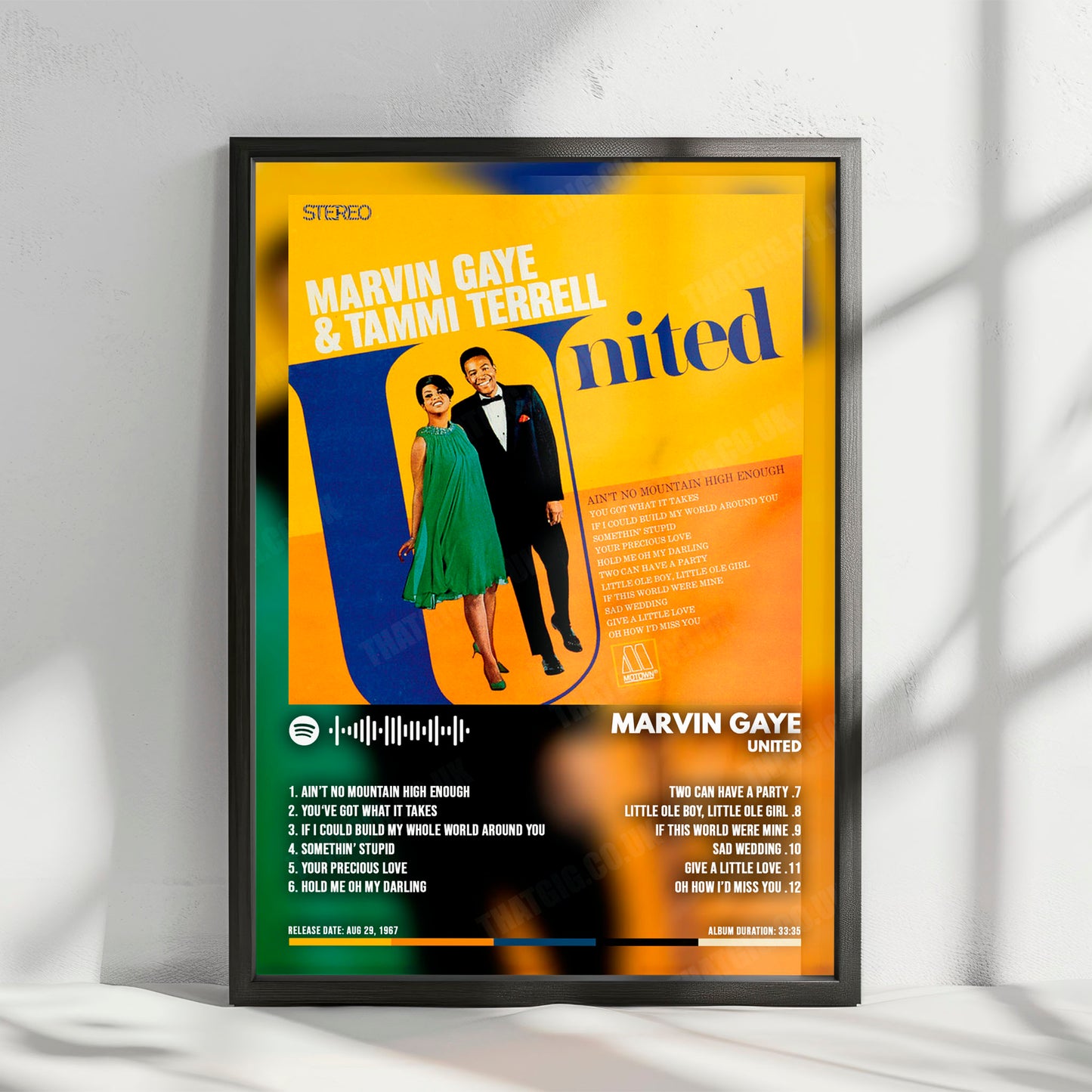 Marvin Gaye "United" Album Cover Poster - with Complete Tracklist