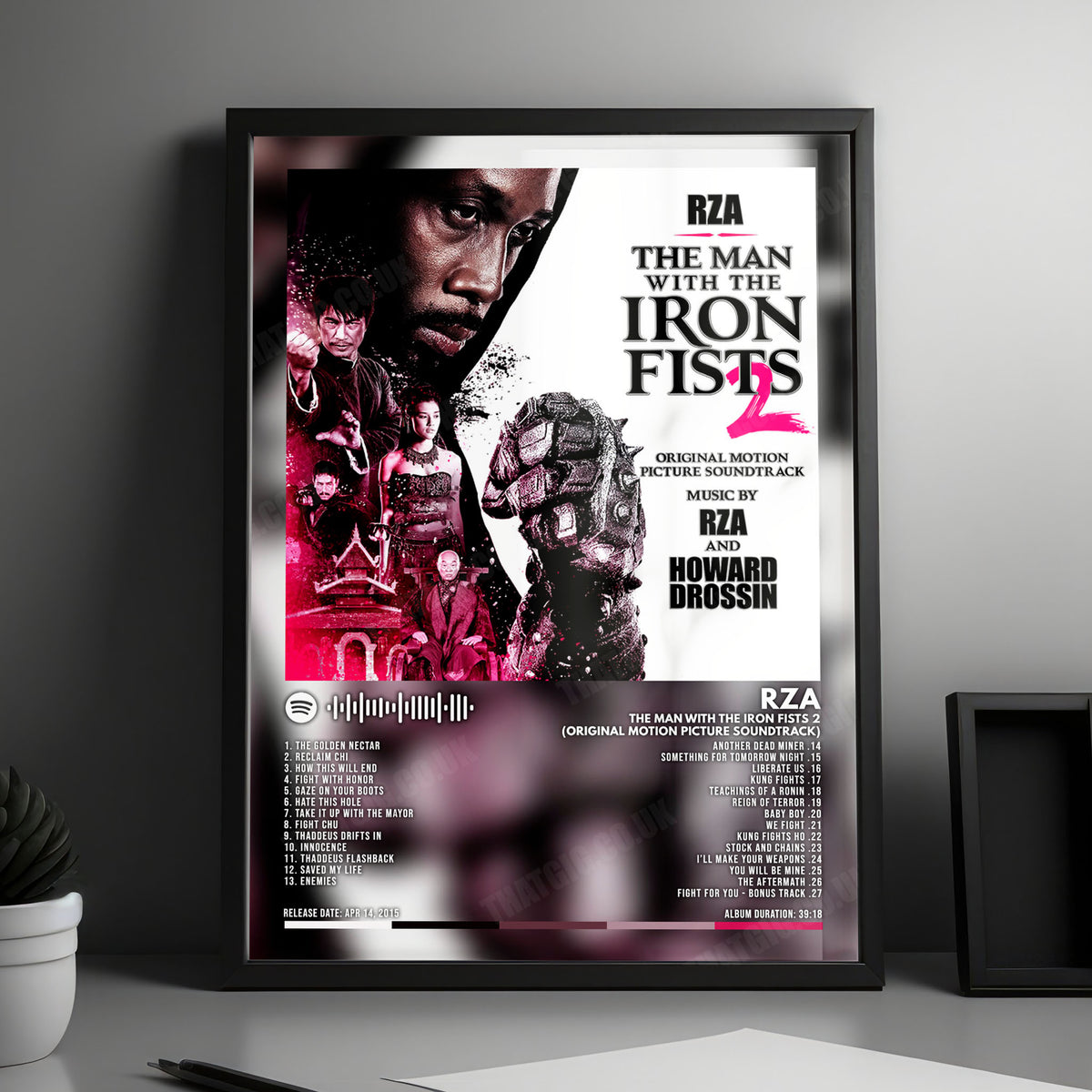 RZA "The Man With The Iron Fists 2 (Original Motion Picture Soundtrack)" Album Cover Poster - with Complete Tracklist