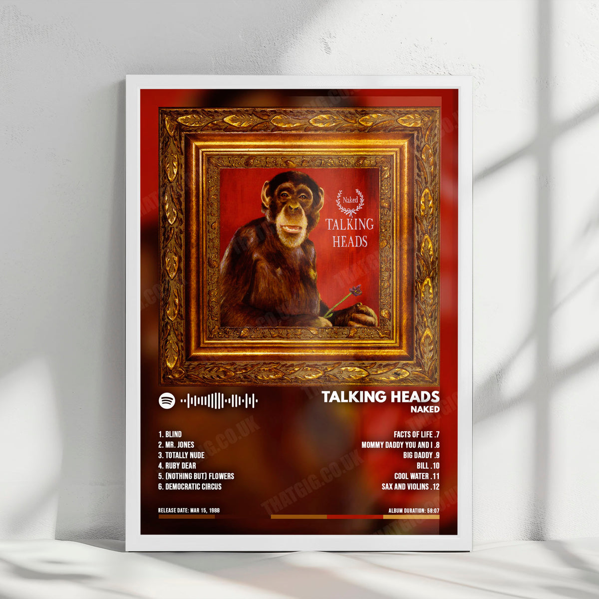 Talking Heads "Naked" Album Cover Poster - with Complete Tracklist