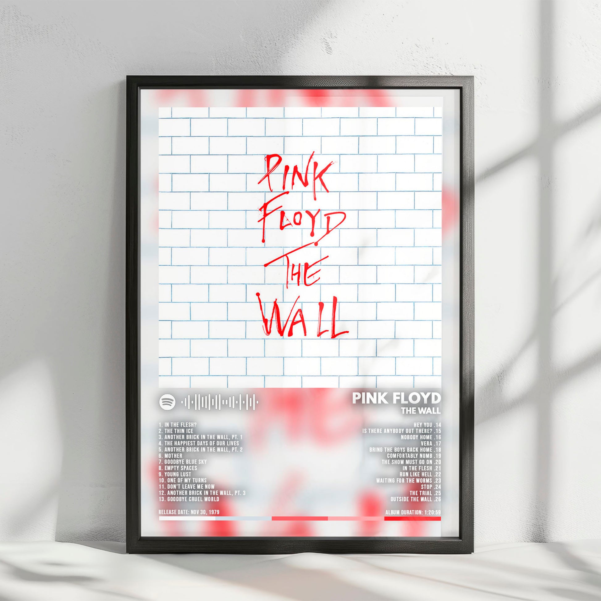 Pink Floyd "The Wall" Album Cover Poster - with Complete Tracklist