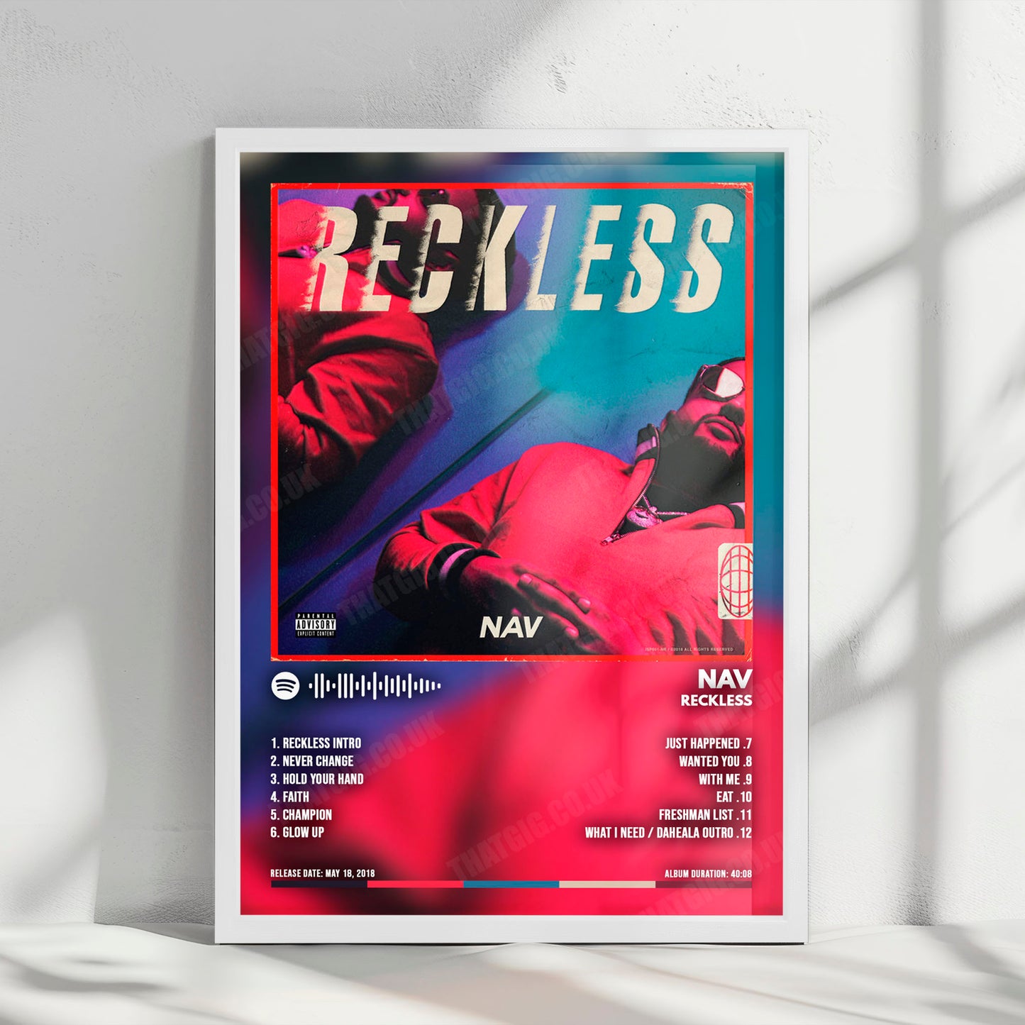 NAV "RECKLESS" Album Cover Poster - with Complete Tracklist