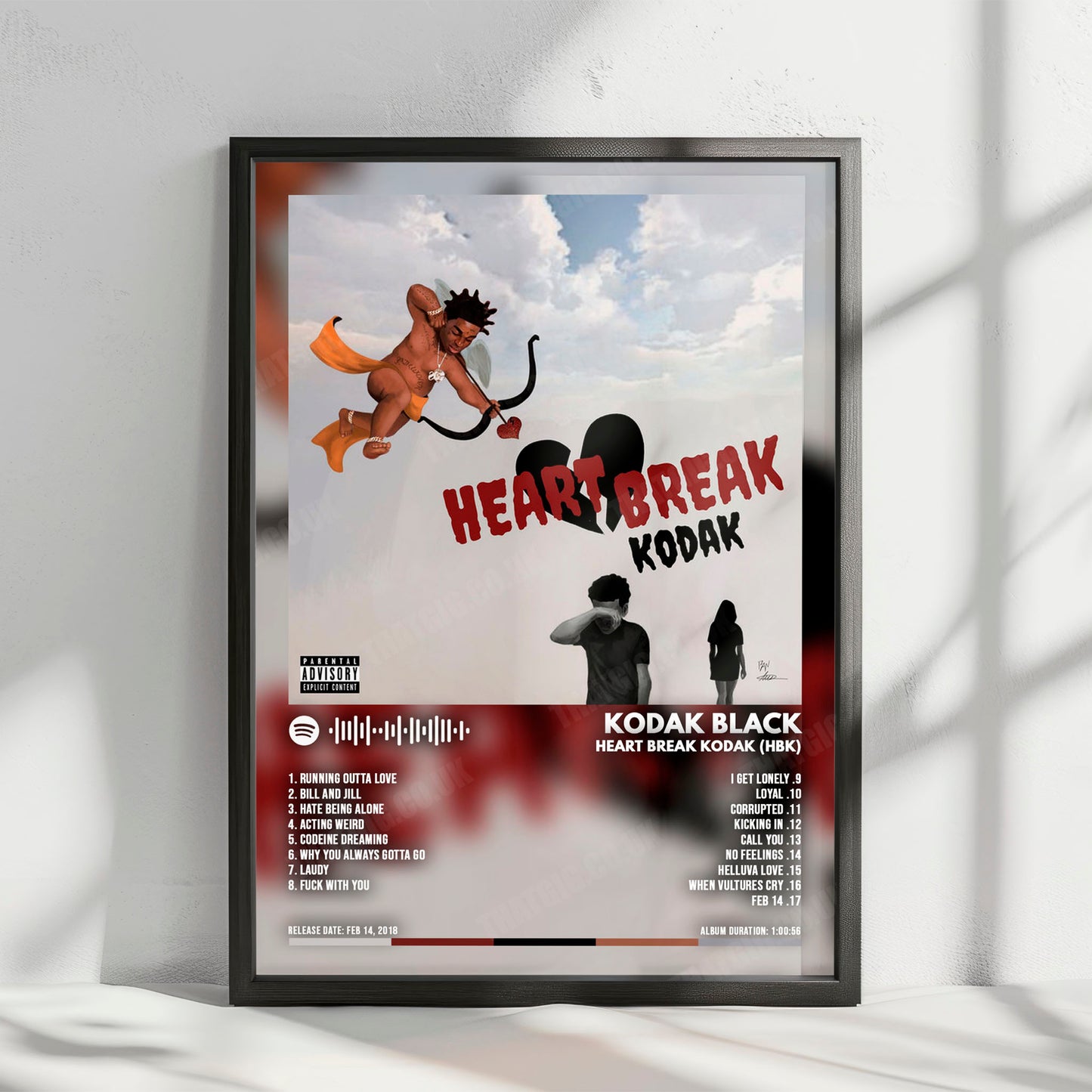 Kodak Black "Heart Break Kodak (HBK)" Album Cover Poster - with Complete Tracklist