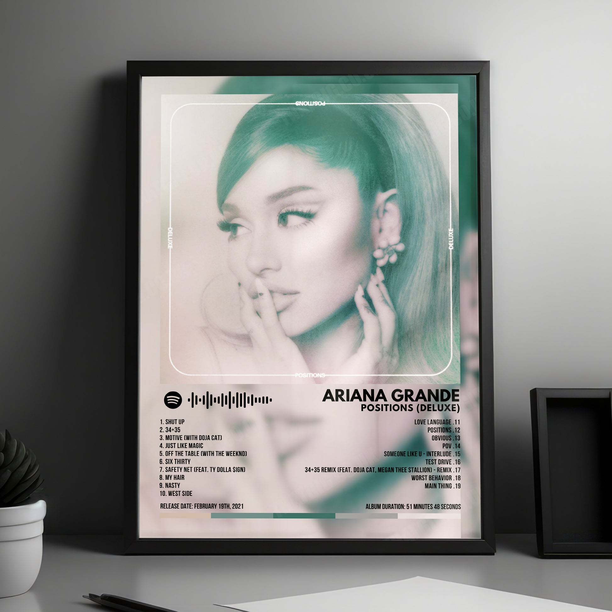 Ariana Grande "Positions (Deluxe)" Album Cover Poster - with Complete Tracklist