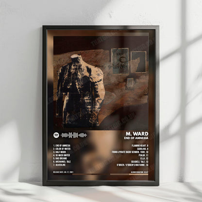 M. Ward "End of Amnesia" Album Cover Poster - with Complete Tracklist