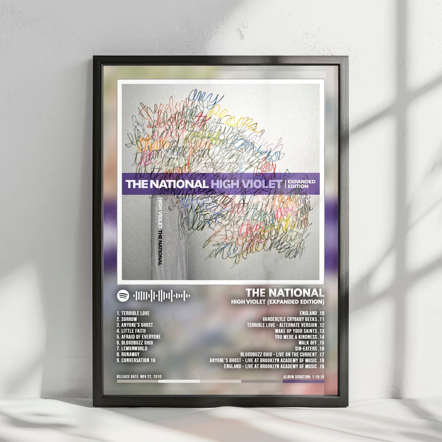 The National "High Violet (Expanded Edition)" Album Cover Poster - with Complete Tracklist