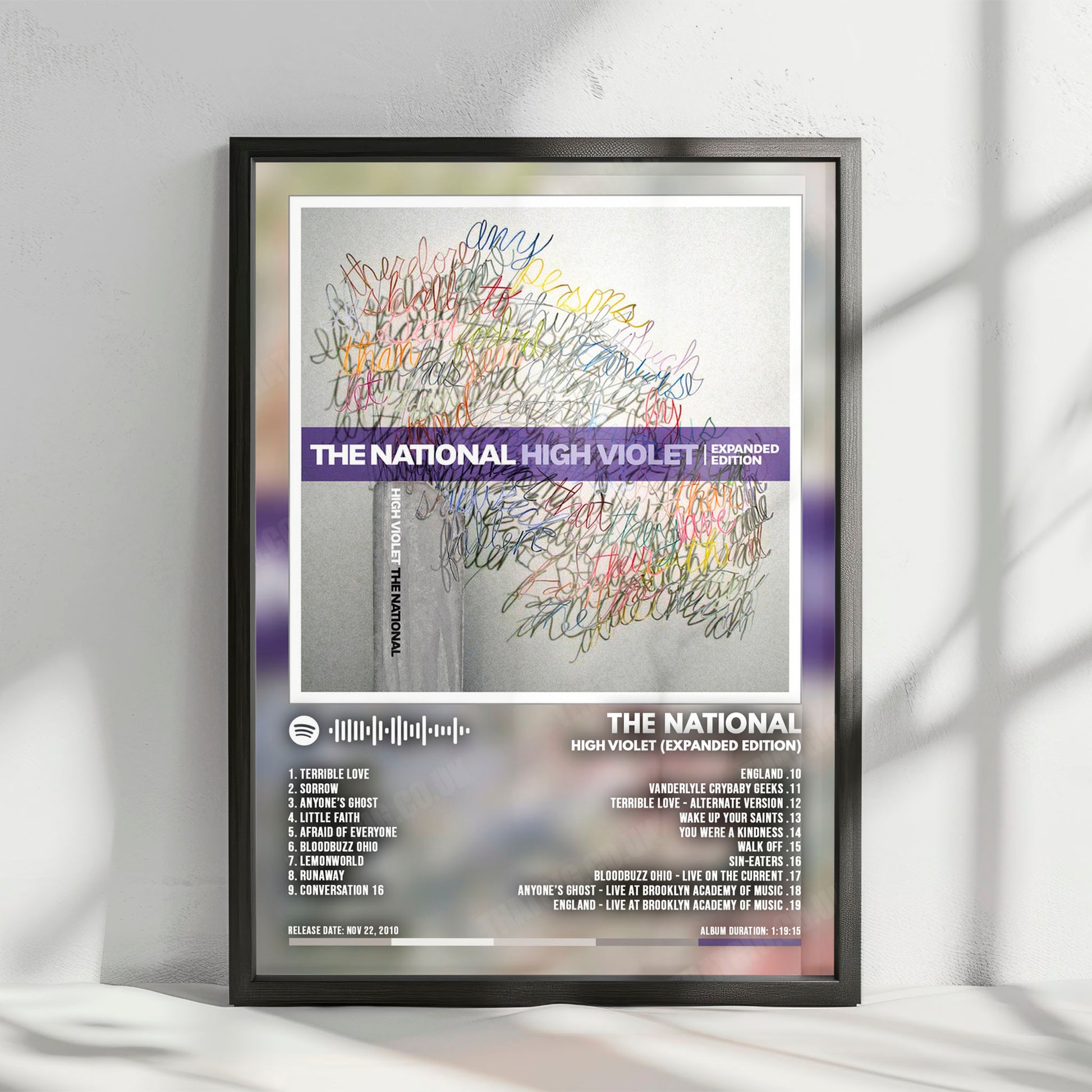 The National "High Violet (Expanded Edition)" Album Cover Poster - with Complete Tracklist