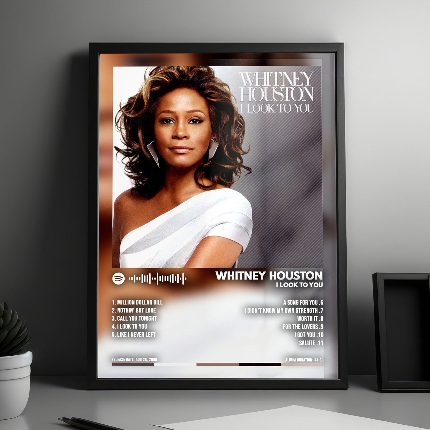 Whitney Houston "I Look to You" Album Cover Poster - with Complete Tracklist