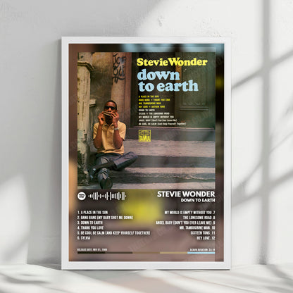Stevie Wonder "Down To Earth" Album Cover Poster - with Complete Tracklist