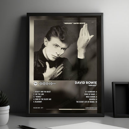 David Bowie "Heroes" Album Cover Poster - with Complete Tracklist