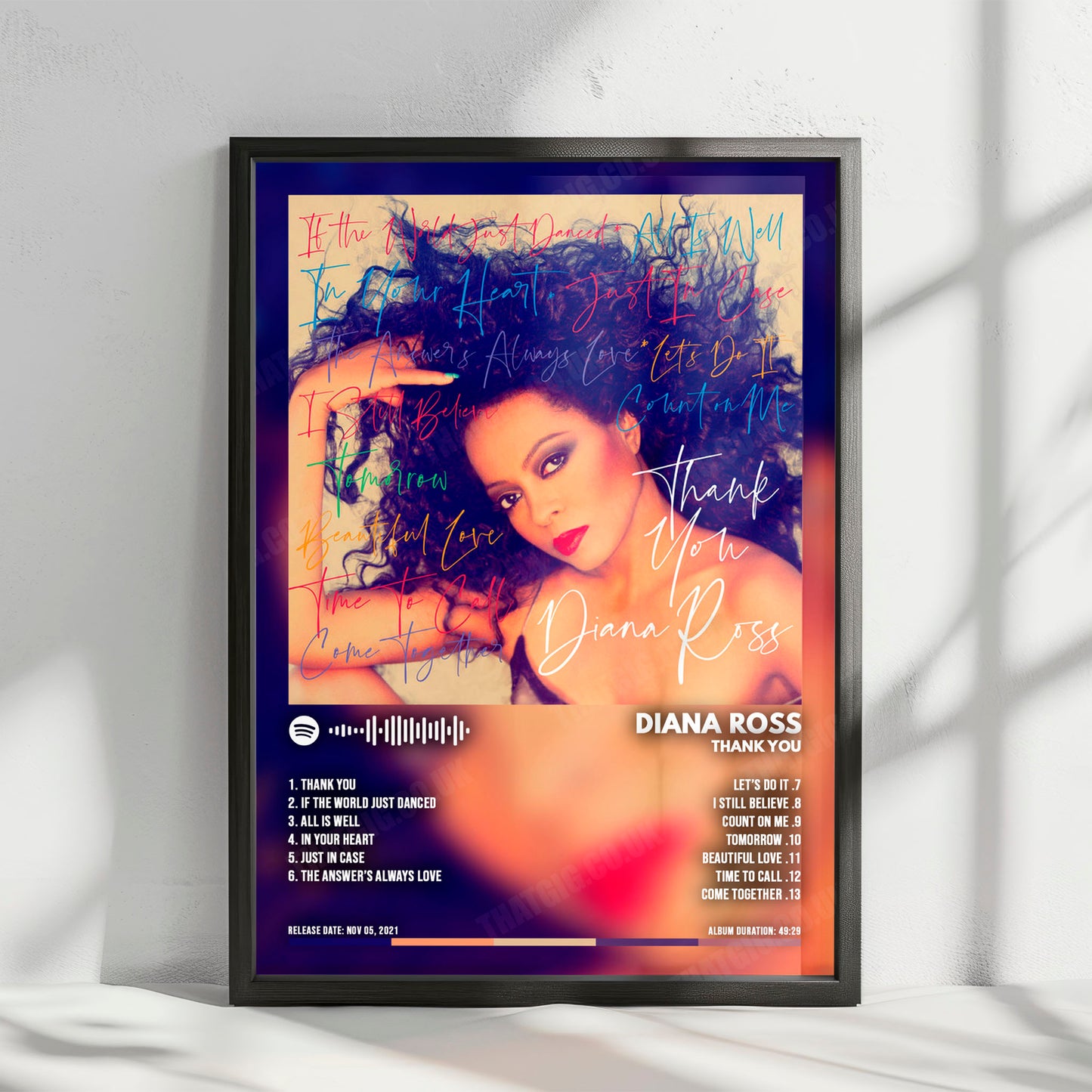 Diana Ross "Thank You" Album Cover Poster - with Complete Tracklist