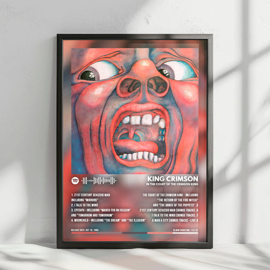 King Crimson "In the Court of the Crimson King " Album Cover Poster - with Complete Tracklist