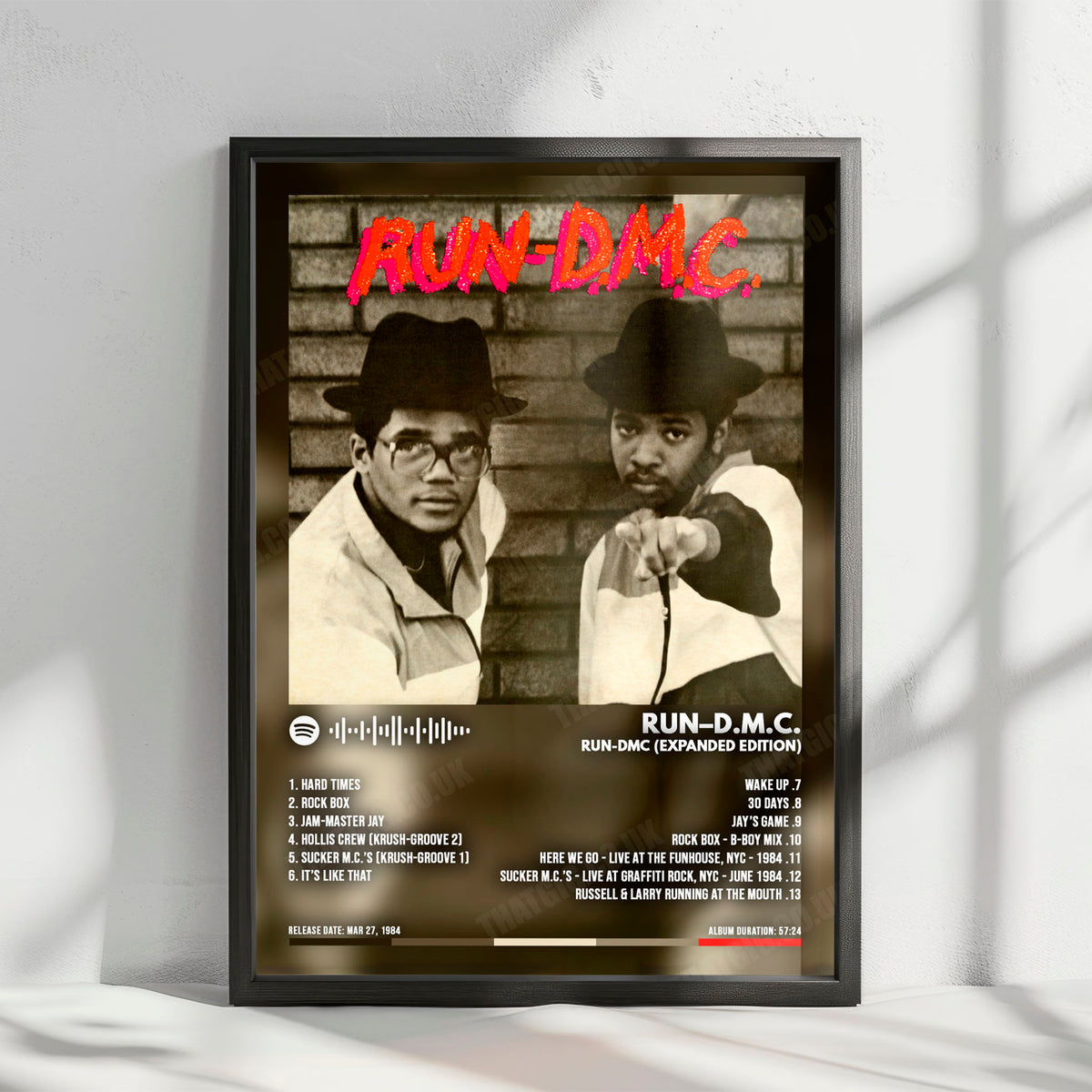 Run DMC "RUN-DMC (Expanded Edition)" Album Cover Poster - with Complete Tracklist