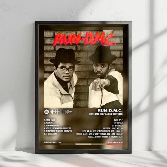 Run DMC "RUN-DMC (Expanded Edition)" Album Cover Poster - with Complete Tracklist