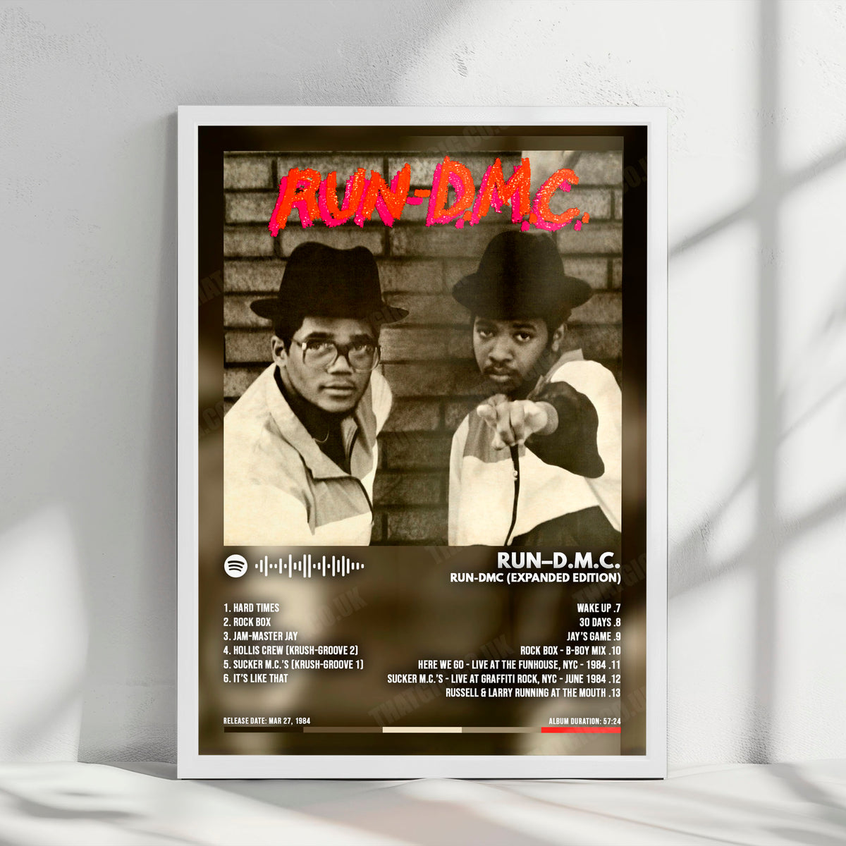 Run DMC "RUN-DMC (Expanded Edition)" Album Cover Poster - with Complete Tracklist