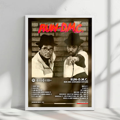 Run DMC "RUN-DMC (Expanded Edition)" Album Cover Poster - with Complete Tracklist