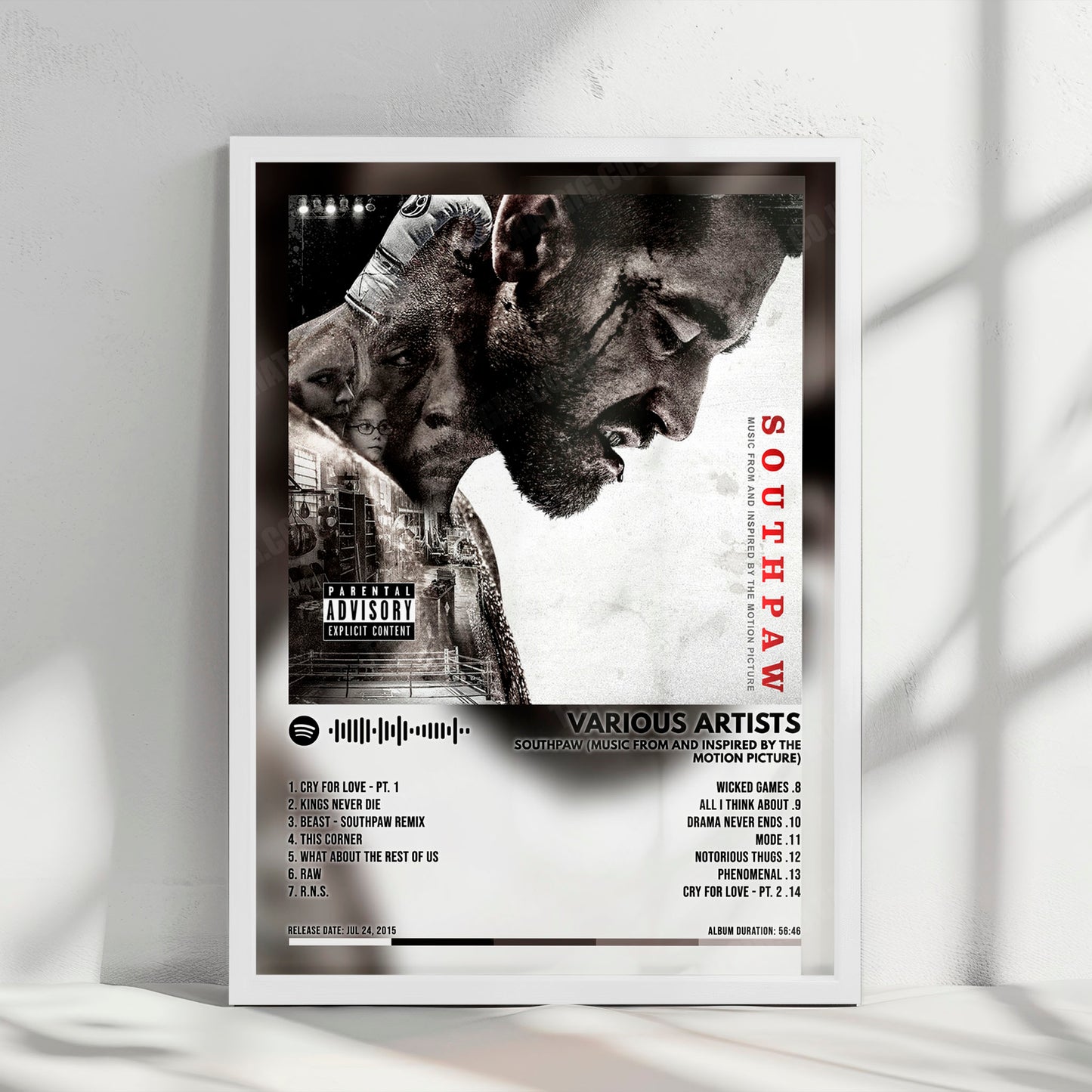 Various Artists "Southpaw: Music from and Inspired by the Motion Picture" Album Cover Poster - with Complete Tracklist