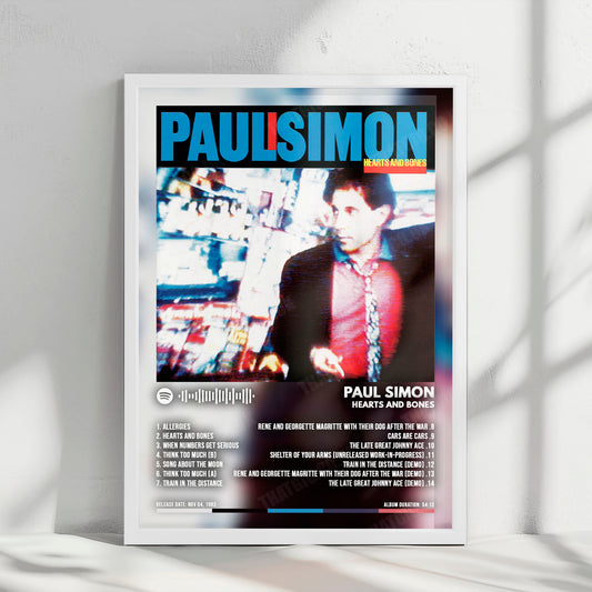 Paul Simon "Hearts And Bones" Album Cover Poster - with Complete Tracklist