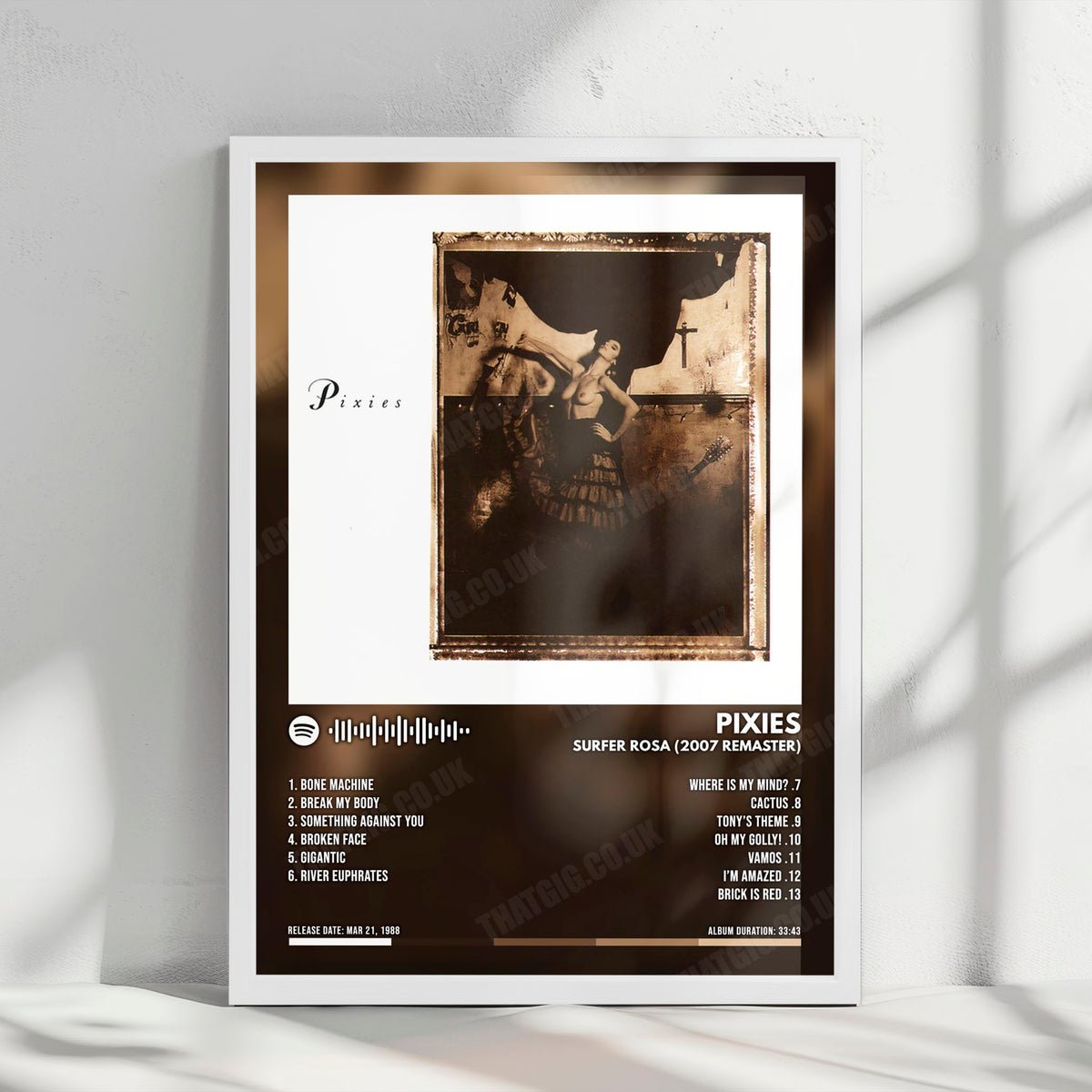 Pixies "Surfer Rosa (2007 Remaster)" Album Cover Poster - with Complete Tracklist