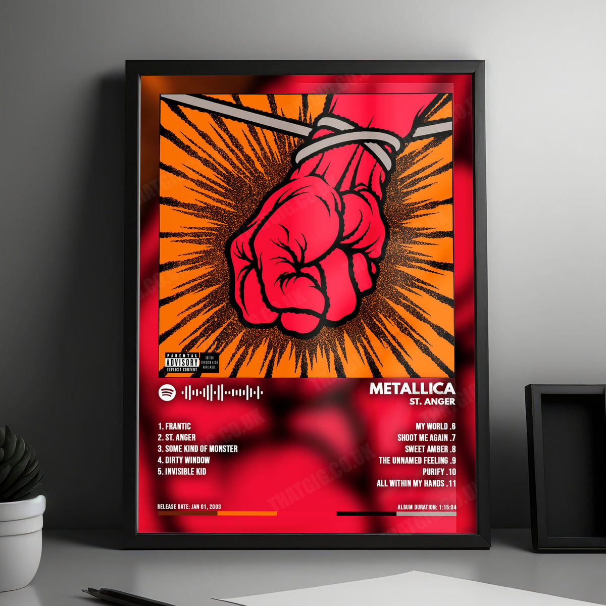 Metallica "St. Anger" Album Cover Poster - with Complete Tracklist