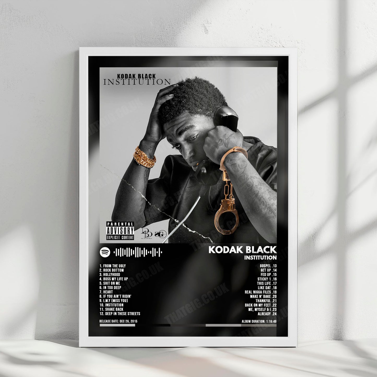 Kodak Black "Institution" Album Cover Poster - with Complete Tracklist