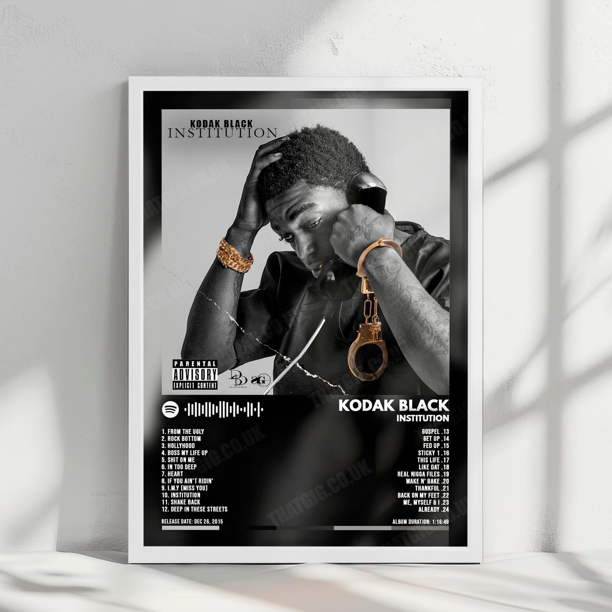 Kodak Black "Institution" Album Cover Poster - with Complete Tracklist