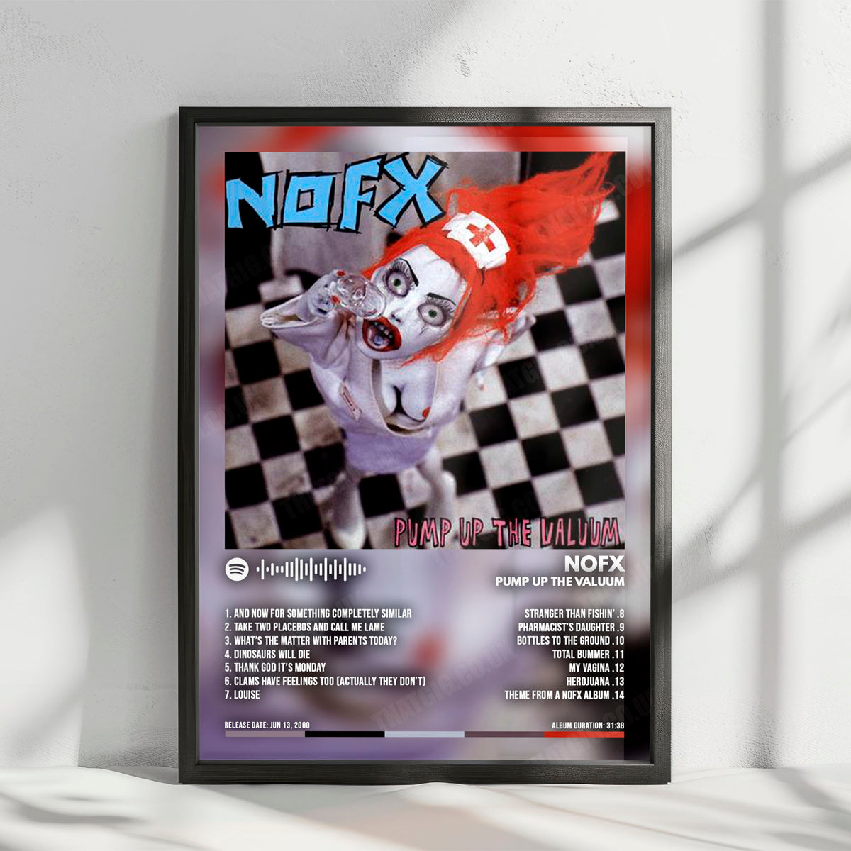 NOFX "Pump Up The Valuum" Album Cover Poster - with Complete Tracklist