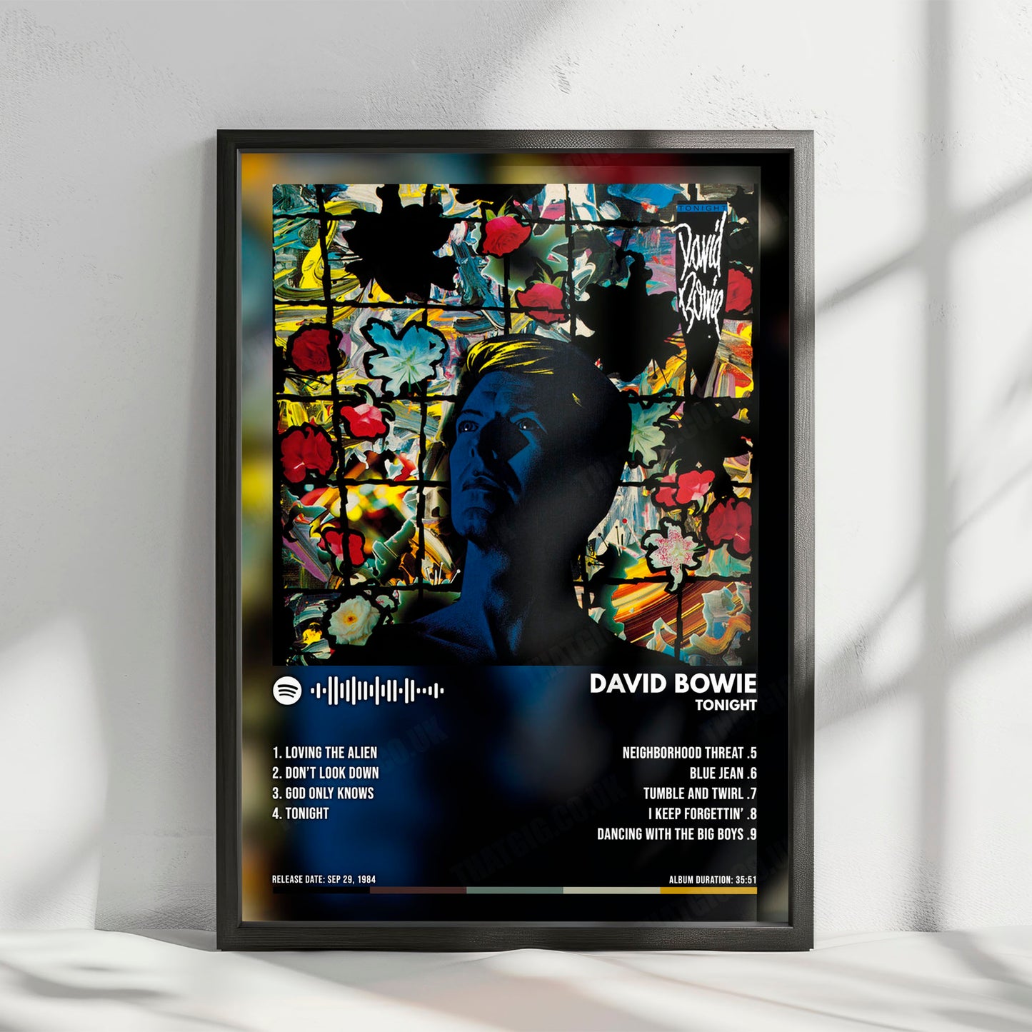 David Bowie "Tonight" Album Cover Poster - with Complete Tracklist