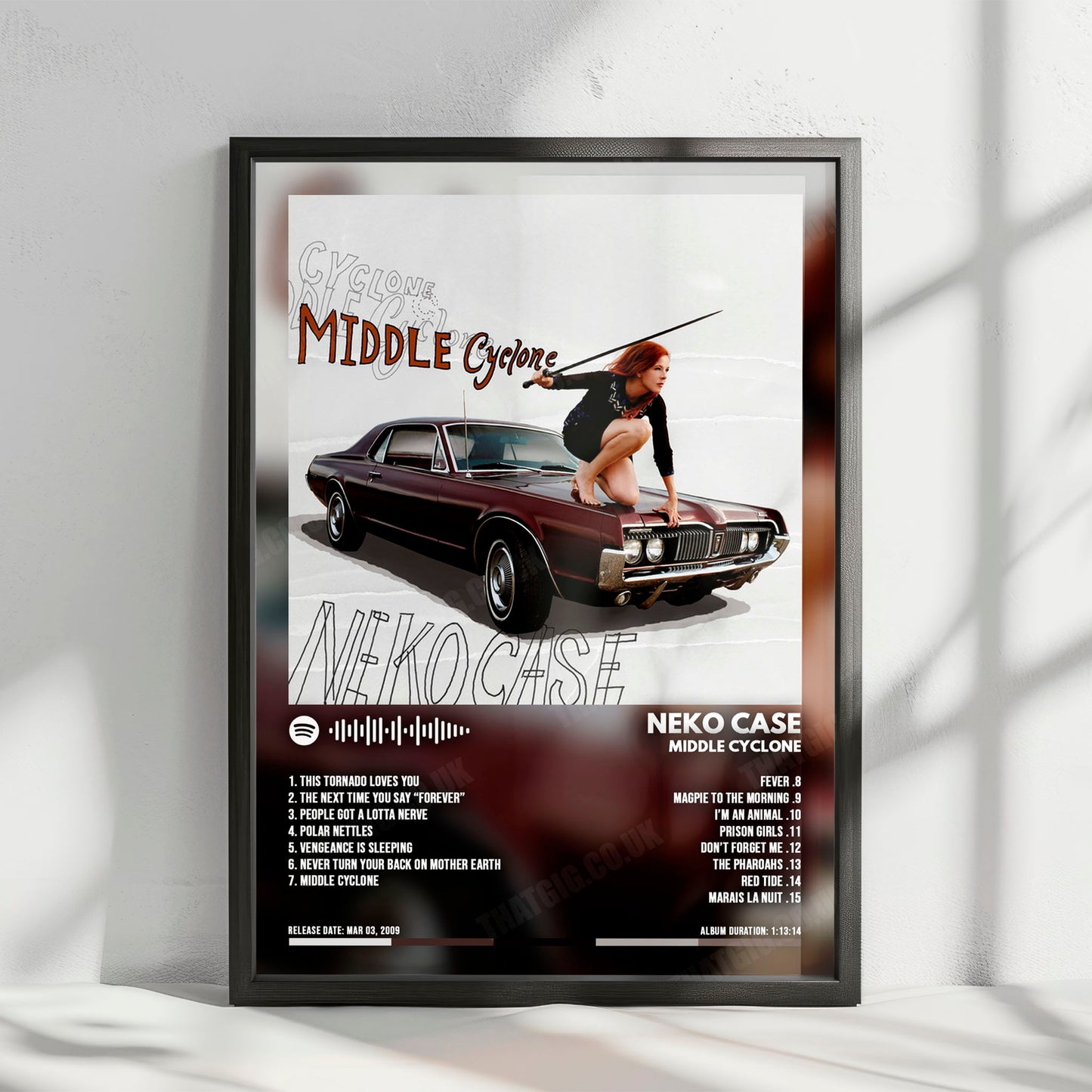 Neko Case "Middle Cyclone" Album Cover Poster - with Complete Tracklist