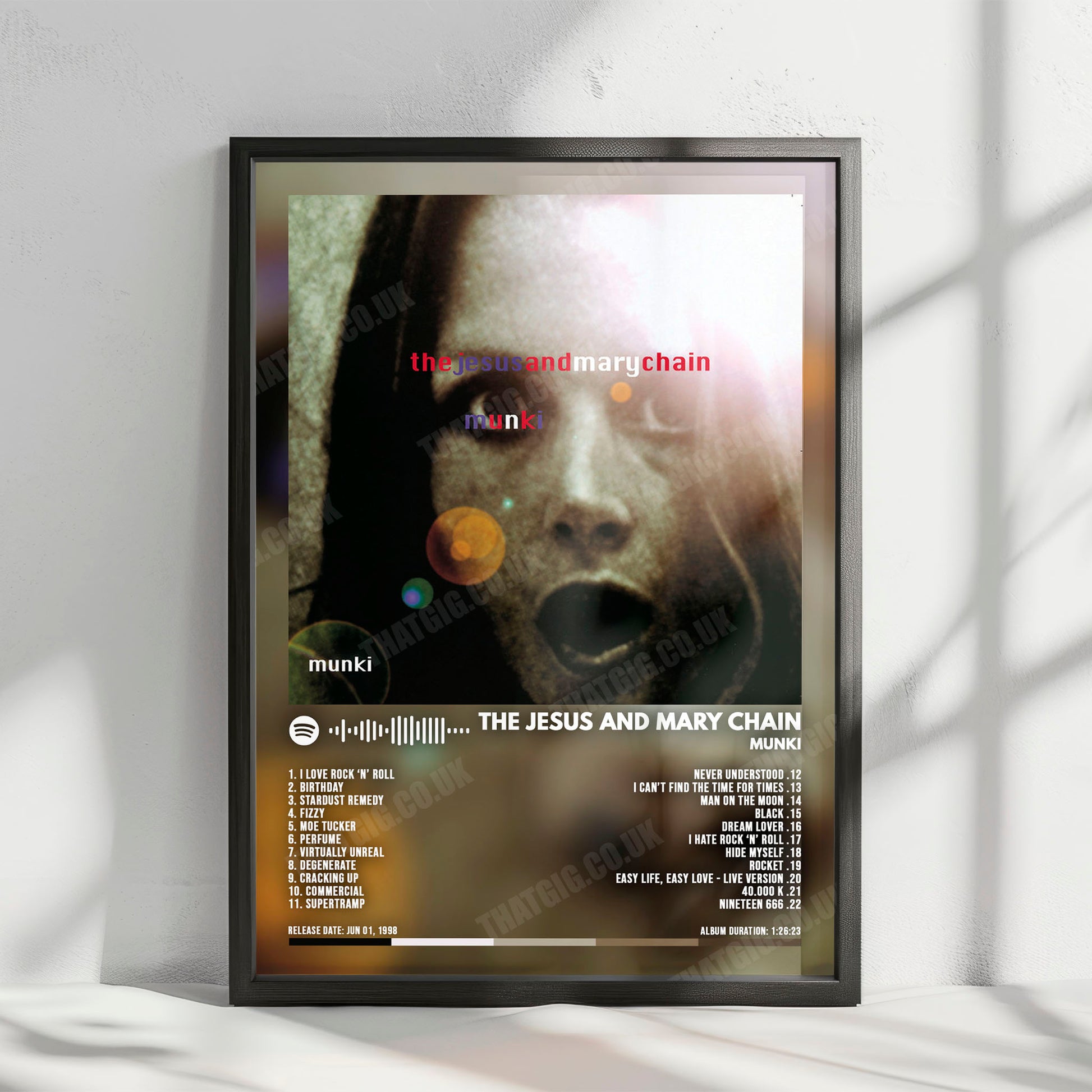 The Jesus and Mary Chain "Munki" Album Cover Poster - with Complete Tracklist